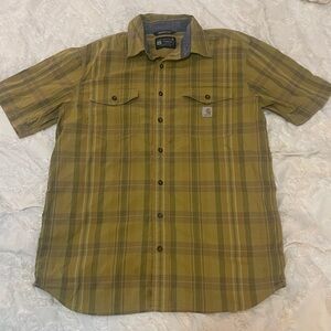 Carhartt Men's Mustard Plaid Button Down Shirt